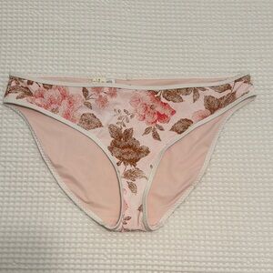AERIE Womens NWT Floral Girly Pastel Pink Cream Bikini Bottoms Soft Modest XL